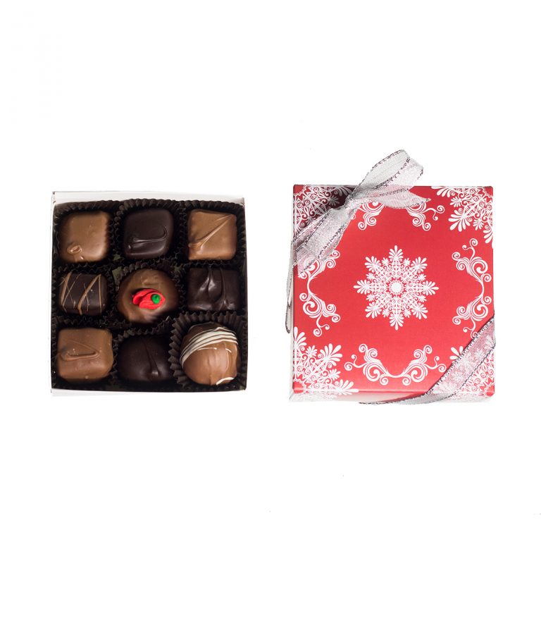 9 Piece Chocolate Assortment in Snowflake Box_AC-0926